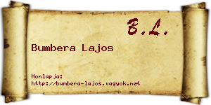 Bumbera Lajos névjegykártya
